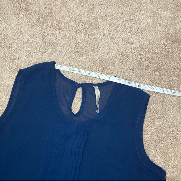 Paper Crane Women’s Semi Sheer Parachute Sleeveless Blouse Blue Top Medium Size - Picture 5 of 11